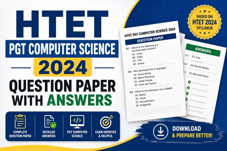 HTET PGT Computer Science 2024 Question Paper with Answer Key PDF | Haryana TET PGT Computer Science Previous Year Paper